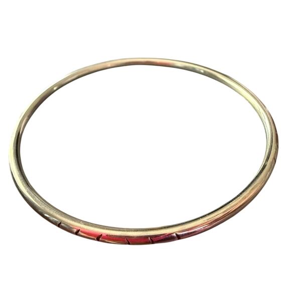 925 Etched Sterling Silver Bangle Bracelet - Picture 6 of 9